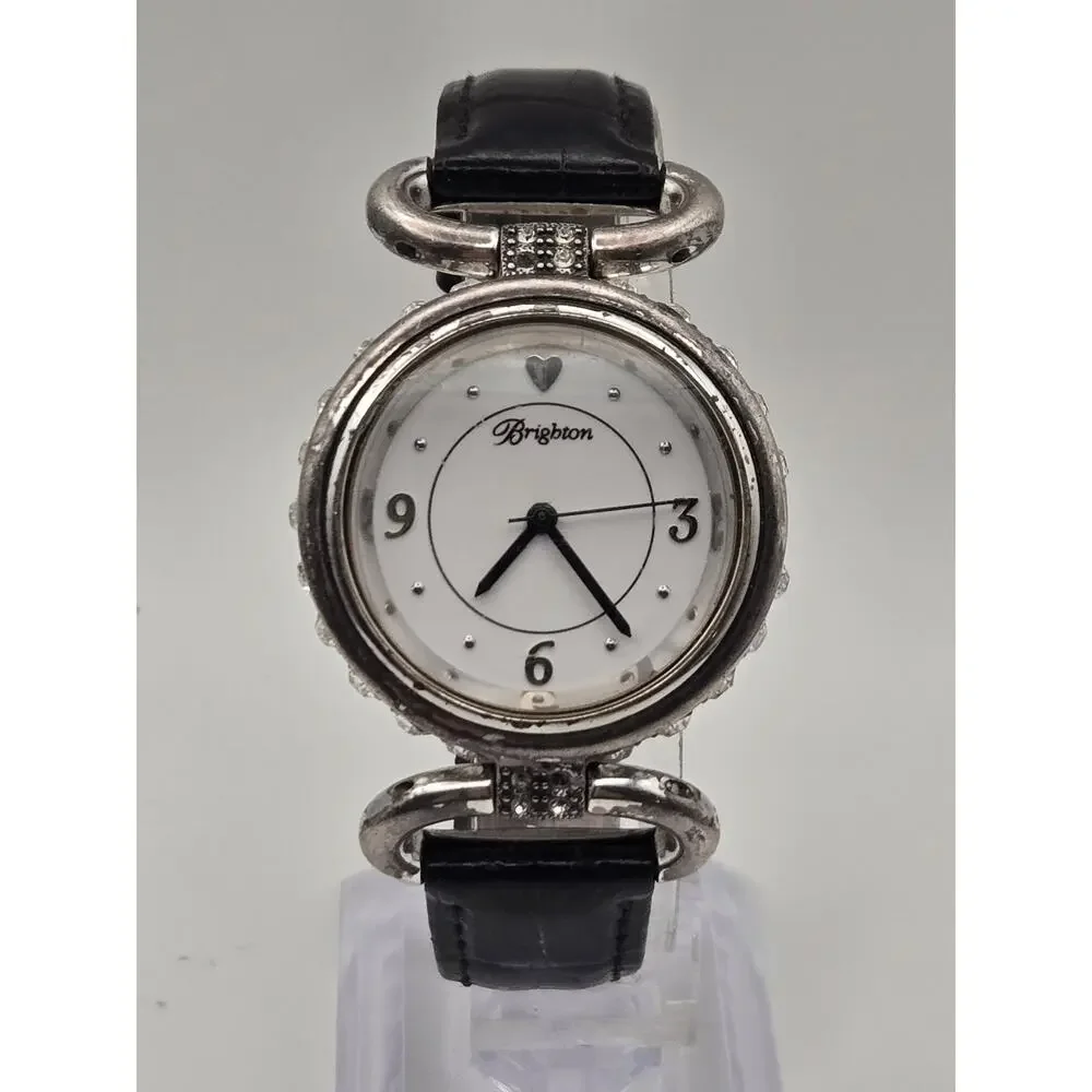 Brighton Cologne Watch, Silver-Tone Case, Leather Band